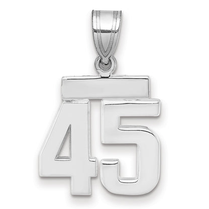 14K Weißgold kleiner polierter Charm mit Zahl 45