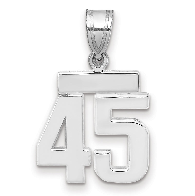 14K Weißgold kleiner polierter Charm mit Zahl 45