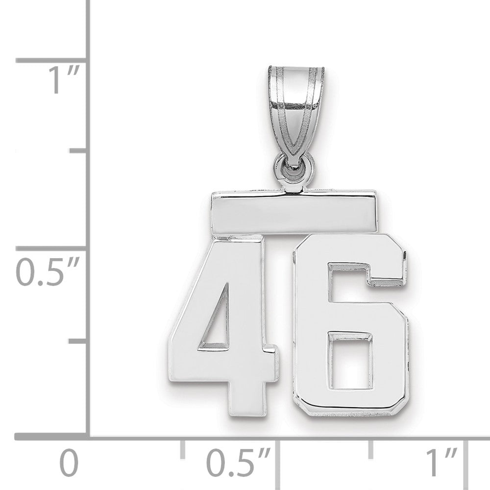 14K Weißgold kleiner polierter Charm mit Zahl 46