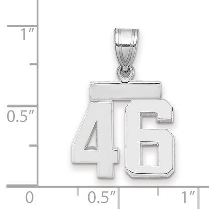 14K Weißgold kleiner polierter Charm mit Zahl 46