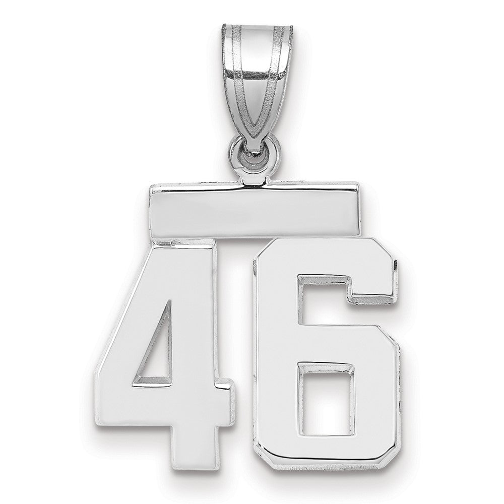 14K Weißgold kleiner polierter Charm mit Zahl 46