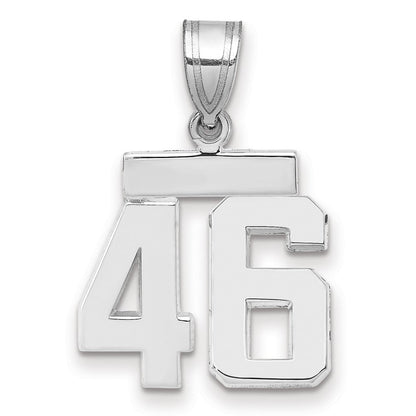 14K Weißgold kleiner polierter Charm mit Zahl 46