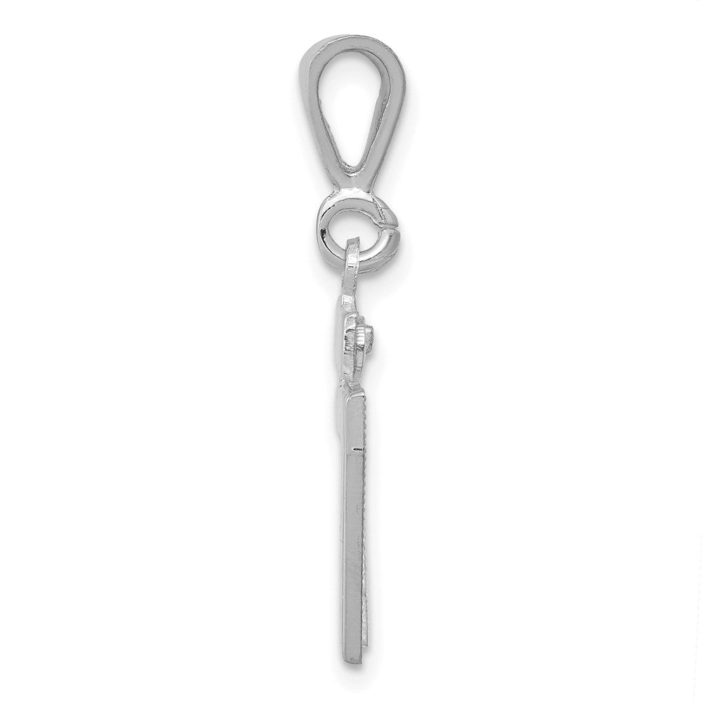 14K Weißgold Kleiner Polierter Charm Zahl 47