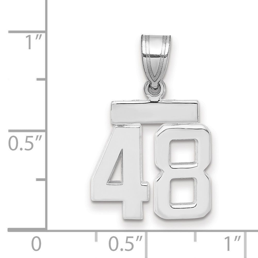 14K Weißgold kleiner polierter Zahl-48-Charm