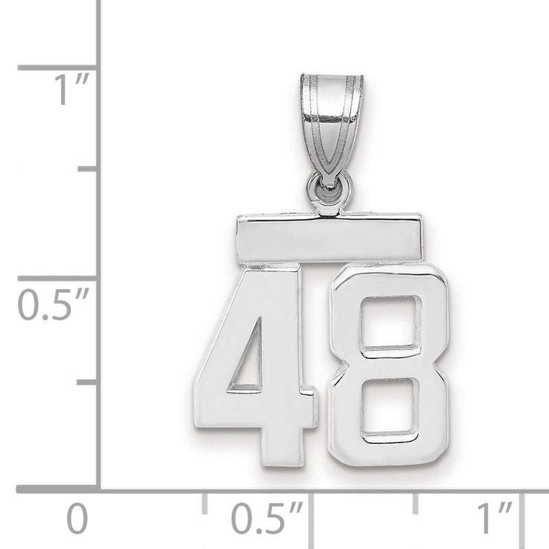 14K Weißgold kleiner polierter Zahl-48-Charm