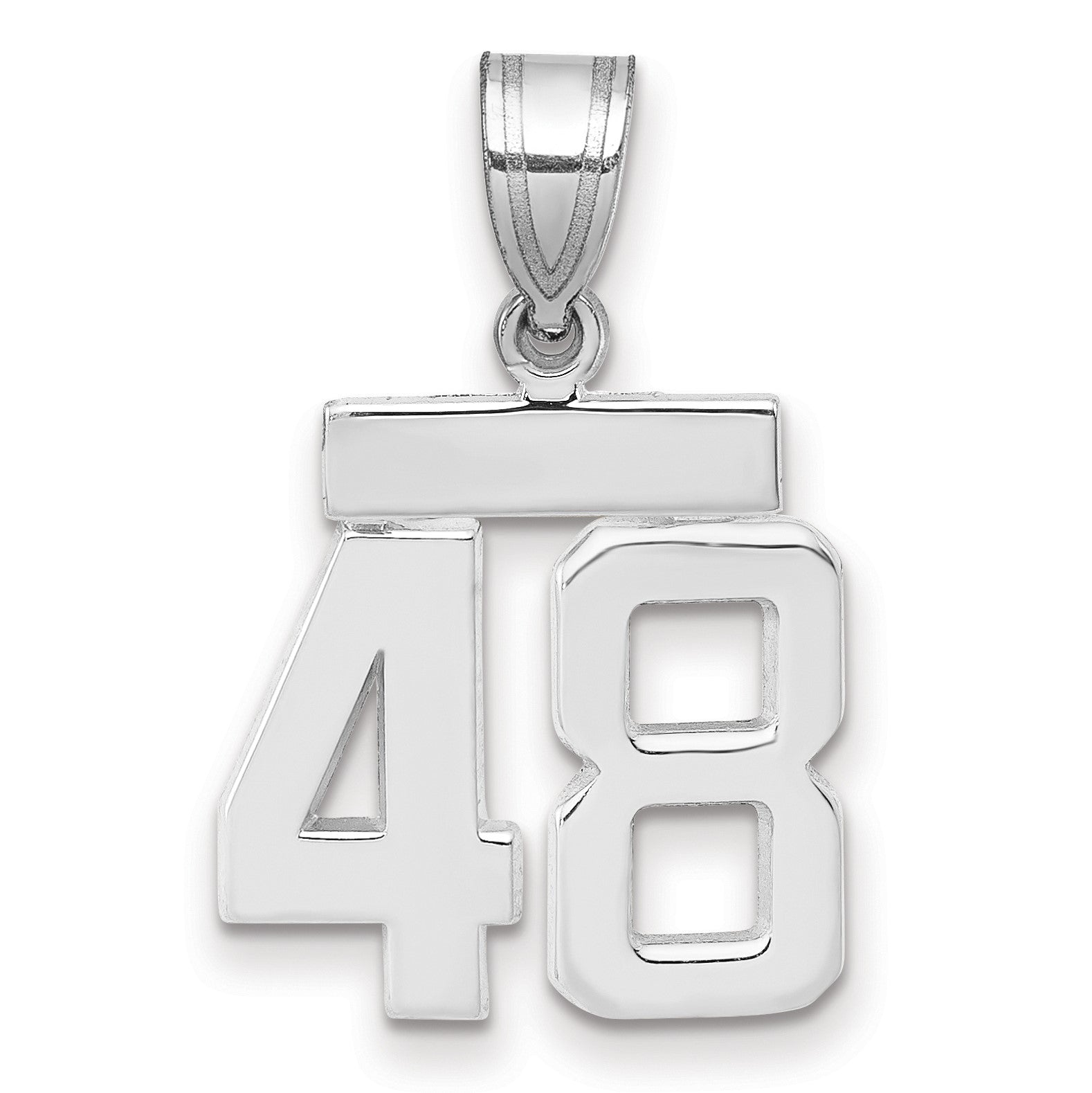 14K Weißgold kleiner polierter Zahl-48-Charm