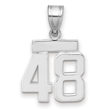 14K Weißgold kleiner polierter Zahl-48-Charm