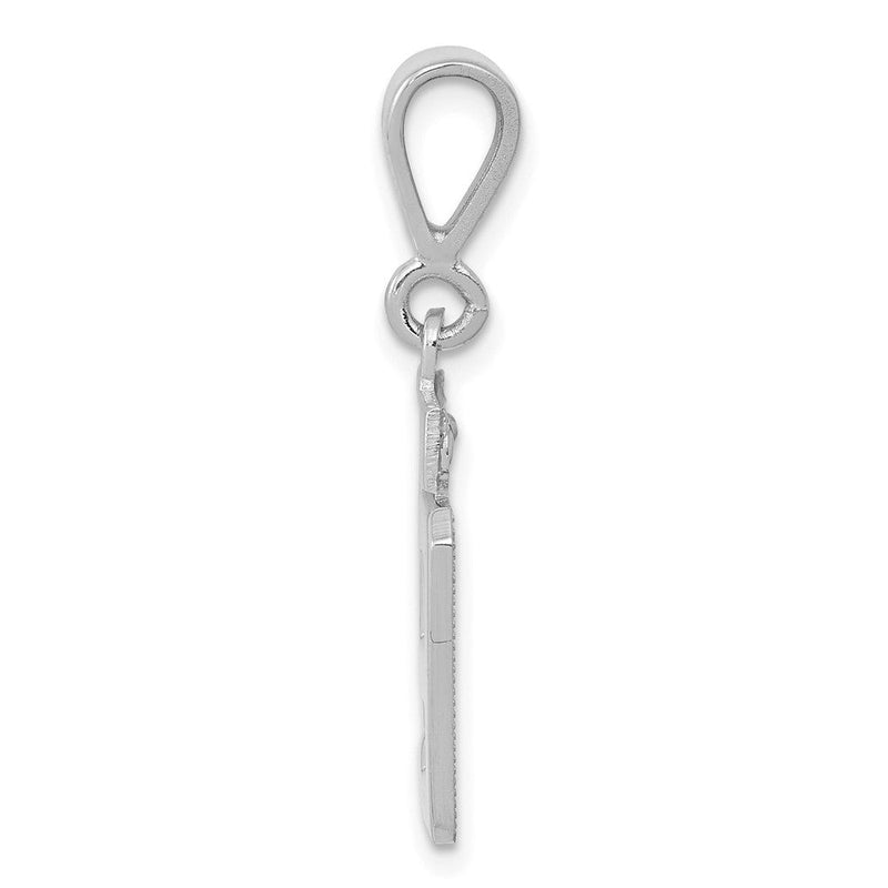 14K Weißgold kleiner polierter Charm mit Zahl 49