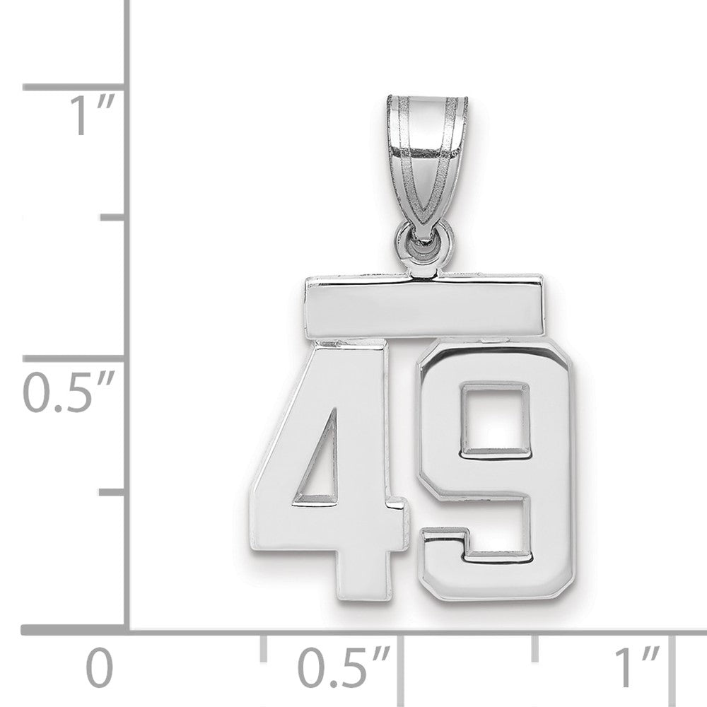 14K Weißgold kleiner polierter Charm mit Zahl 49
