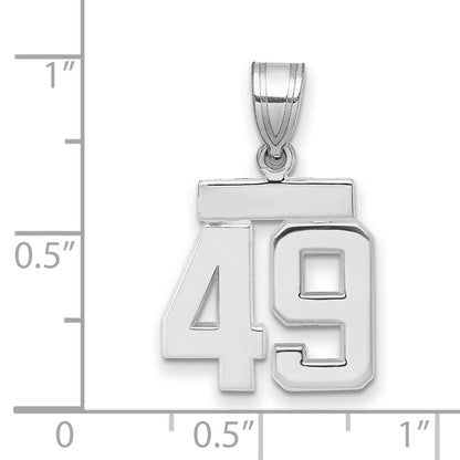 14K Weißgold kleiner polierter Charm mit Zahl 49