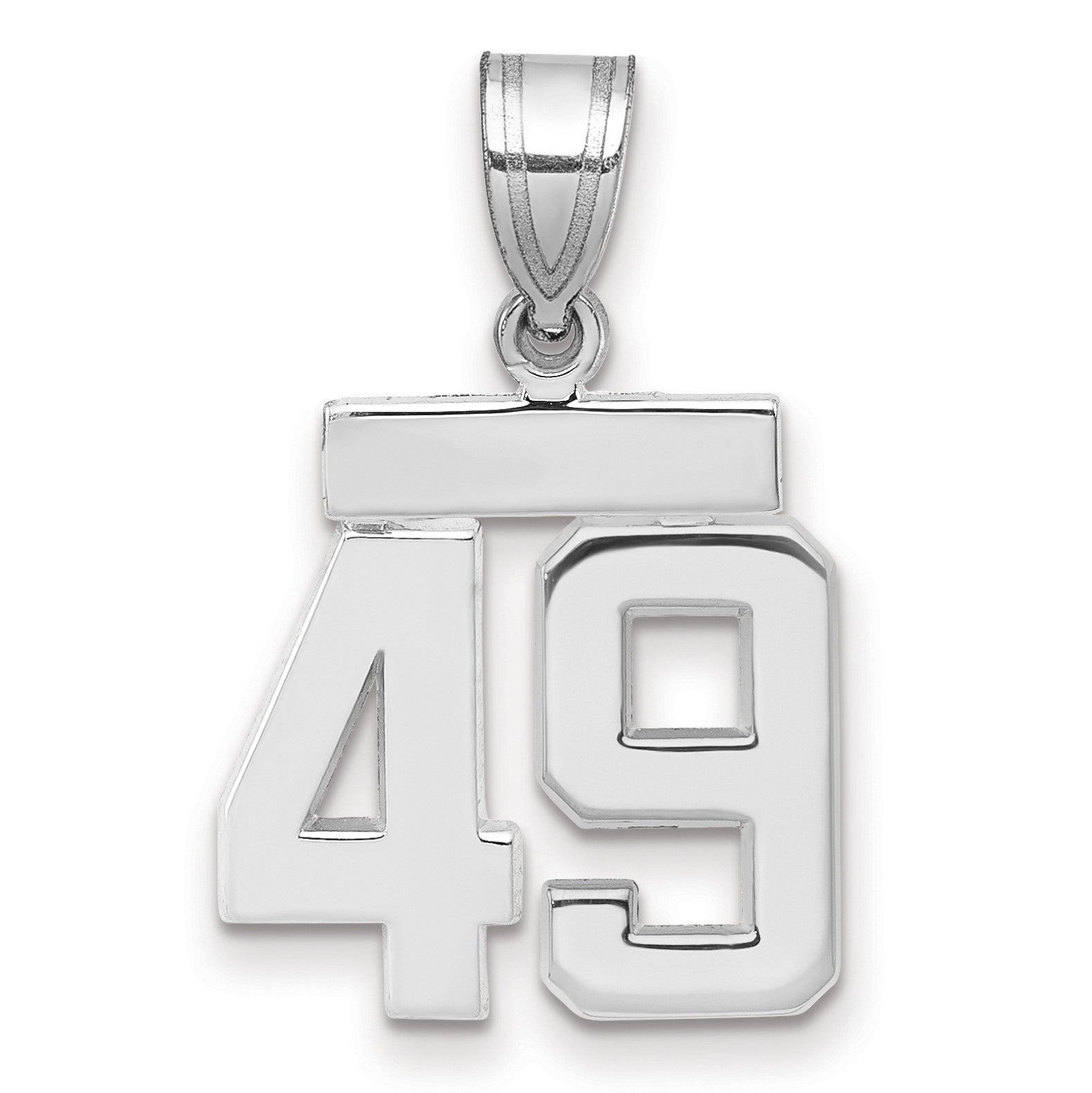 14K Weißgold kleiner polierter Charm mit Zahl 49