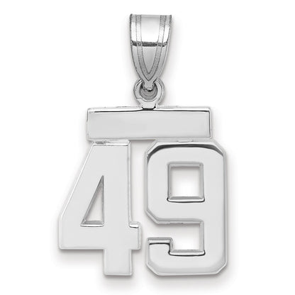 14K Weißgold kleiner polierter Charm mit Zahl 49