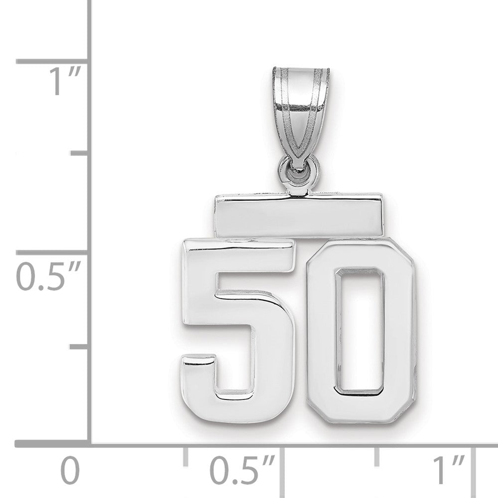 14K Weißgold kleiner polierter Charm „Zahl 50“
