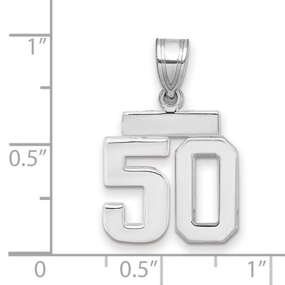 14K Weißgold kleiner polierter Charm „Zahl 50“