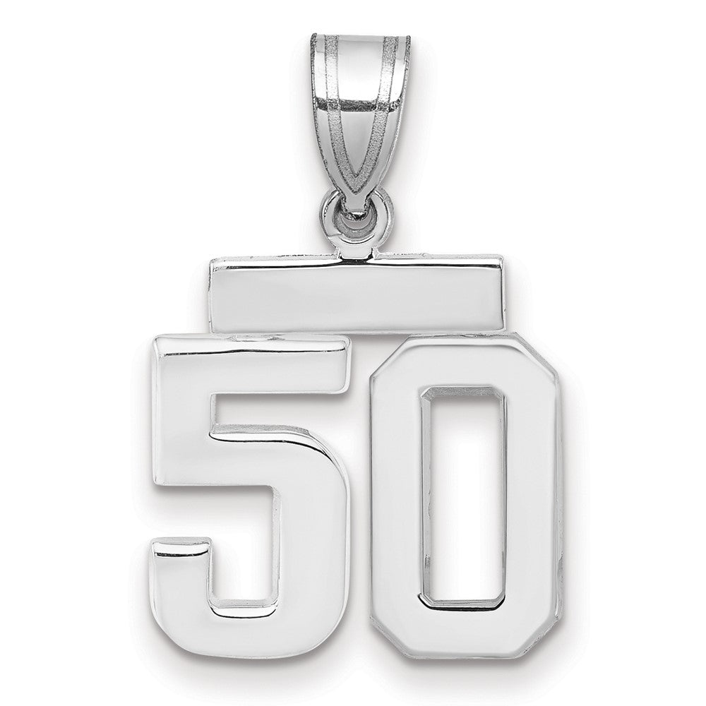 14K Weißgold kleiner polierter Charm „Zahl 50“
