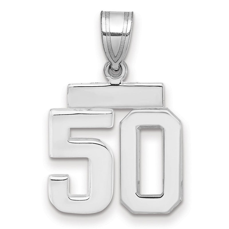 14K Weißgold kleiner polierter Charm „Zahl 50“