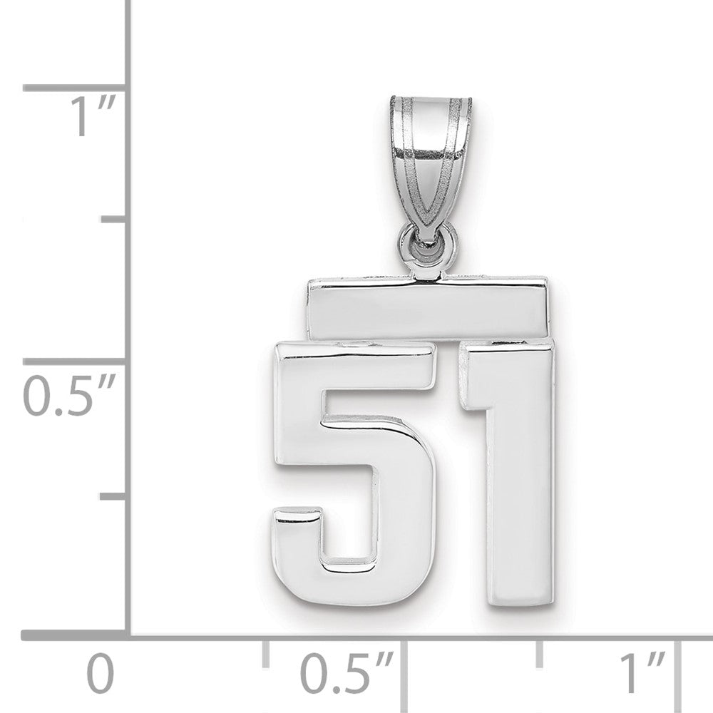 14k Weißgold Kleiner Polierter Charm Zahl 51