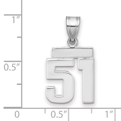 14k Weißgold Kleiner Polierter Charm Zahl 51