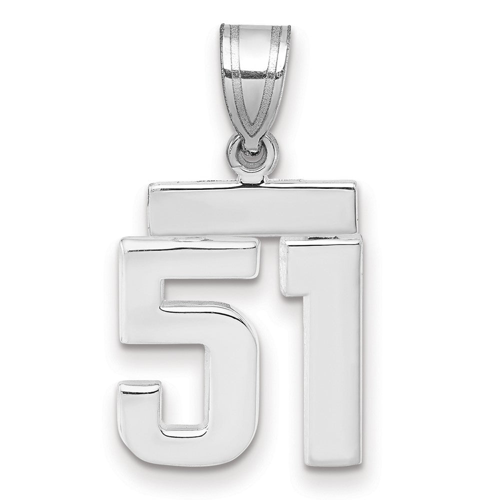 14k Weißgold Kleiner Polierter Charm Zahl 51