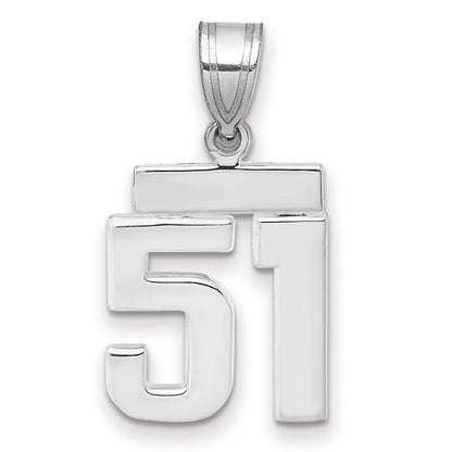14k Weißgold Kleiner Polierter Charm Zahl 51