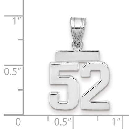 14K Weißgold kleiner polierter Charm „Zahl 52“