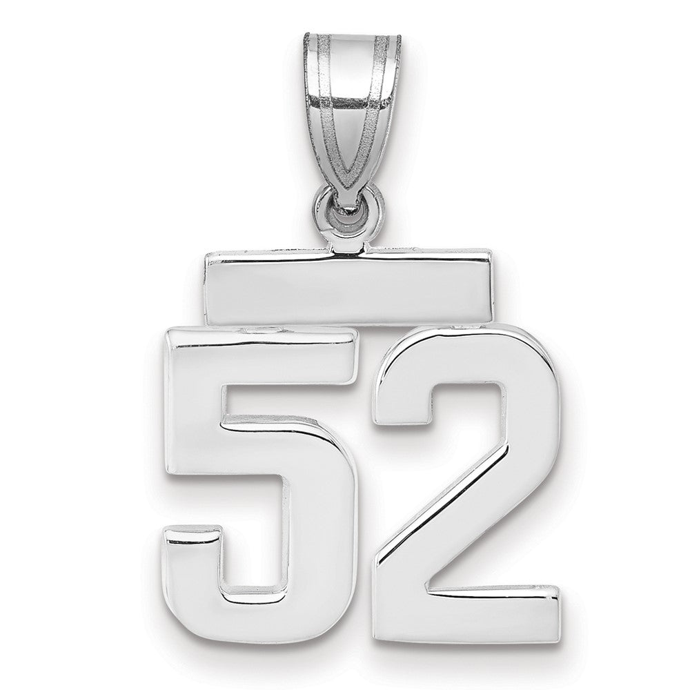 14K Weißgold kleiner polierter Charm „Zahl 52“