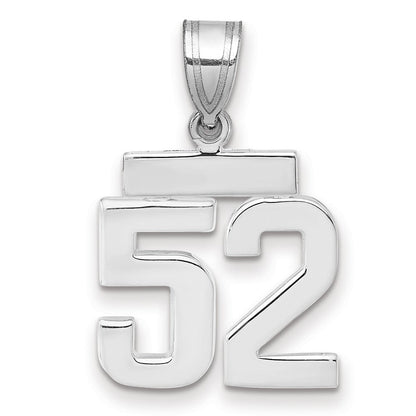 14K Weißgold kleiner polierter Charm „Zahl 52“
