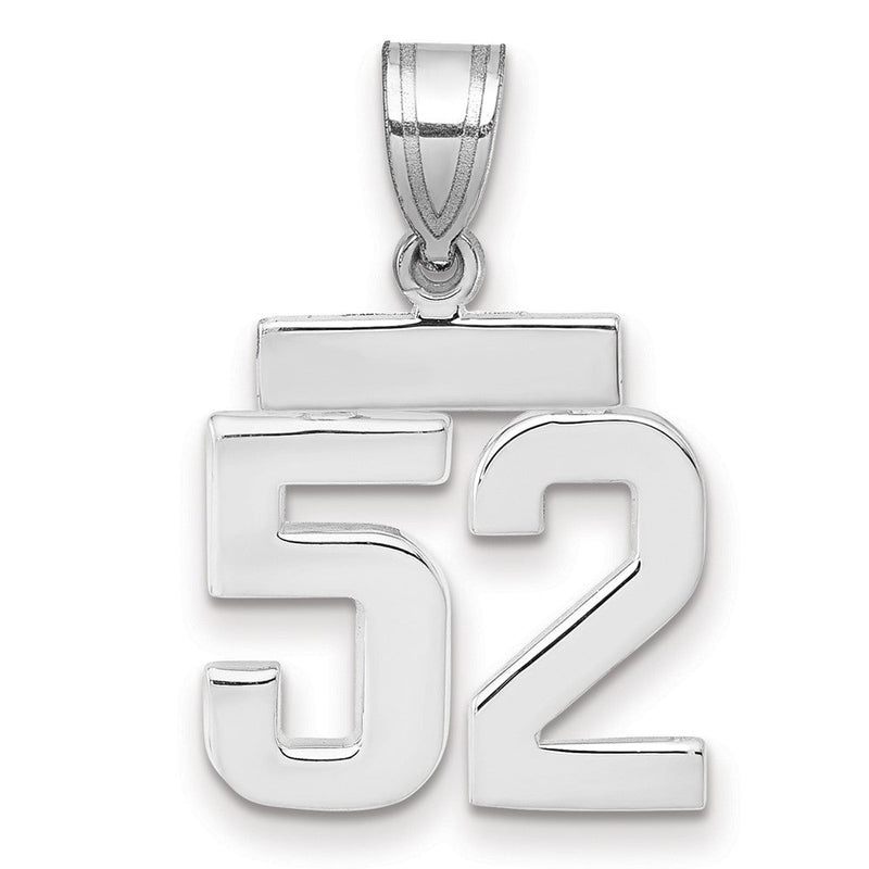14K Weißgold kleiner polierter Charm „Zahl 52“
