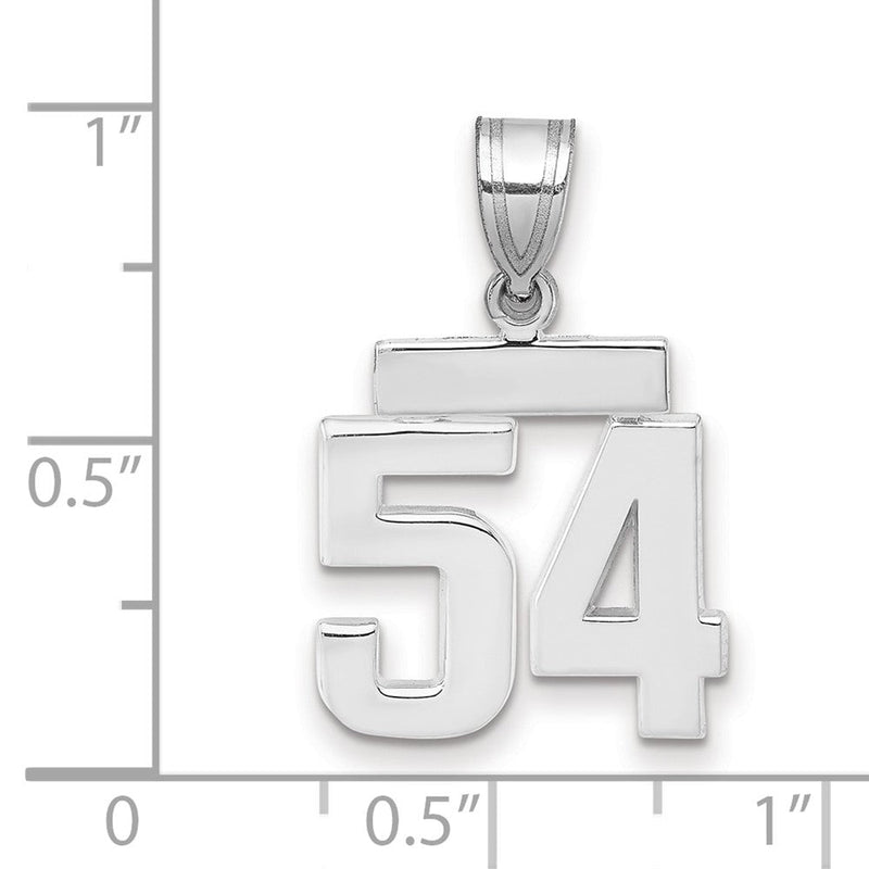 14k Weißgold kleiner polierter Charm „Zahl 54“
