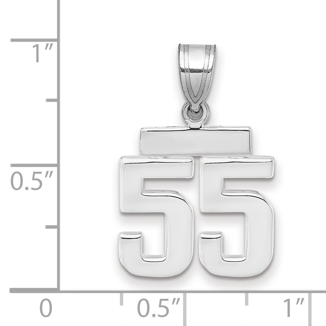 14K Weißgold kleiner polierter Charm Zahl 55