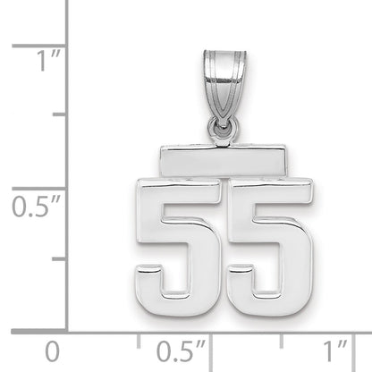14K Weißgold kleiner polierter Charm Zahl 55
