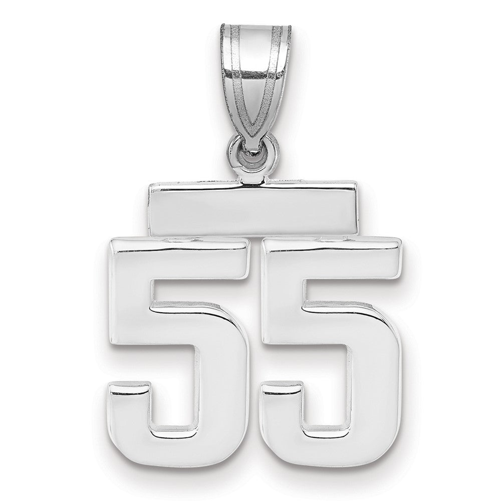 14K Weißgold kleiner polierter Charm Zahl 55