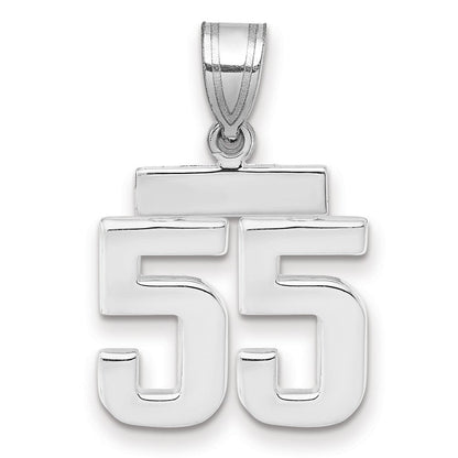 14K Weißgold kleiner polierter Charm Zahl 55