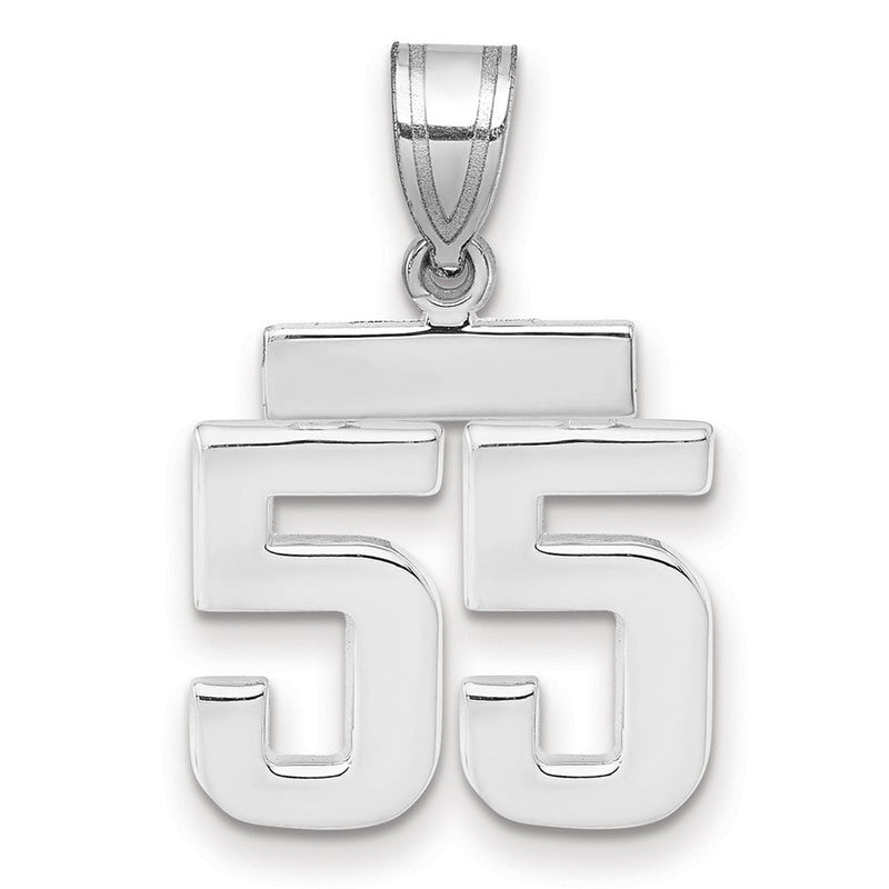 14K Weißgold kleiner polierter Charm Zahl 55