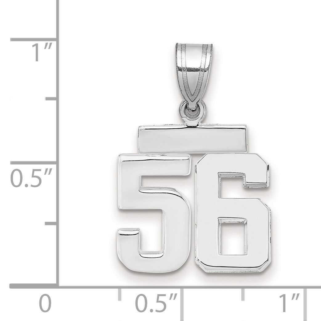 14K Weißgold kleiner polierter Charm „Zahl 56“
