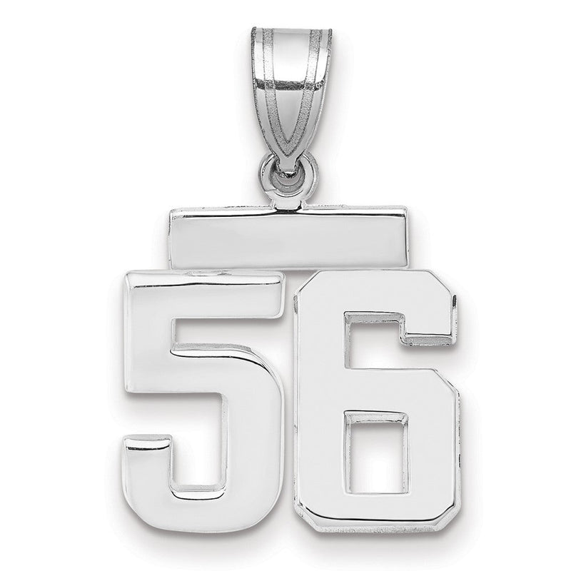 14K Weißgold kleiner polierter Charm „Zahl 56“