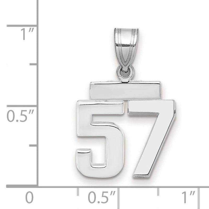 14K Weißgold kleiner polierter Charm „Zahl 57“