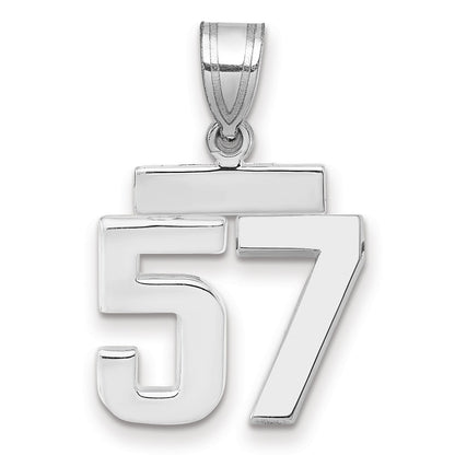 14K Weißgold kleiner polierter Charm „Zahl 57“