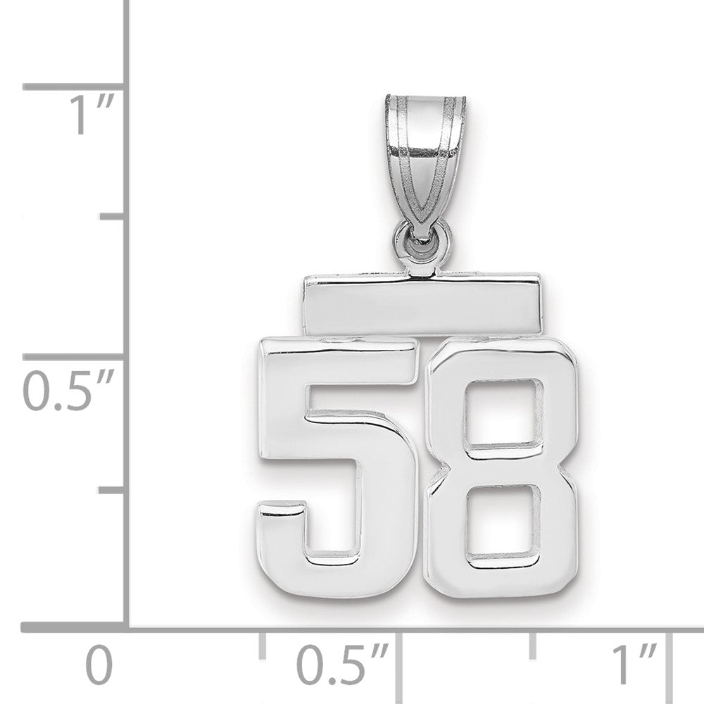 14k Weißgold kleiner polierter Charm „Zahl 58“