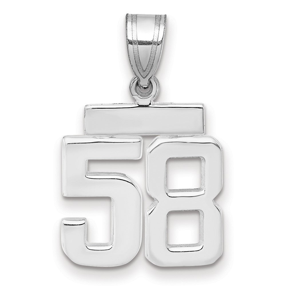 14k Weißgold kleiner polierter Charm „Zahl 58“