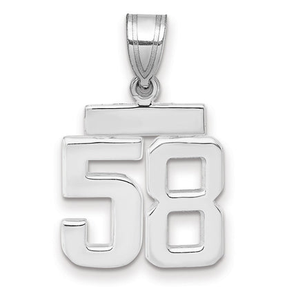 14k Weißgold kleiner polierter Charm „Zahl 58“