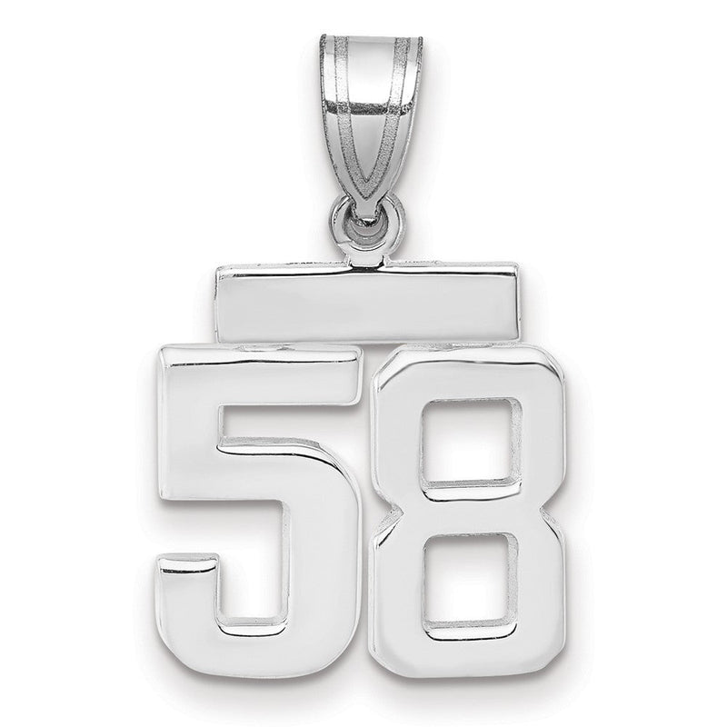 14k Weißgold kleiner polierter Charm „Zahl 58“