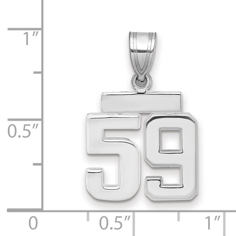 14k Weißgold kleiner polierter Charm „Zahl 59