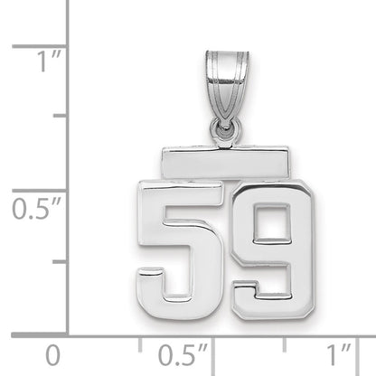 14k Weißgold kleiner polierter Charm „Zahl 59