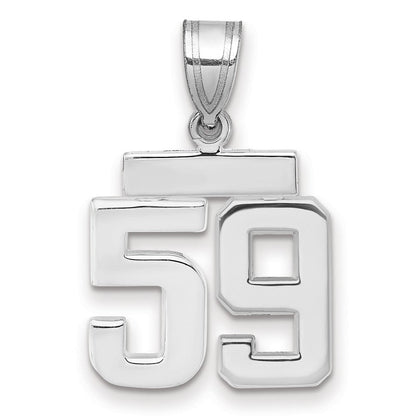14k Weißgold kleiner polierter Charm „Zahl 59
