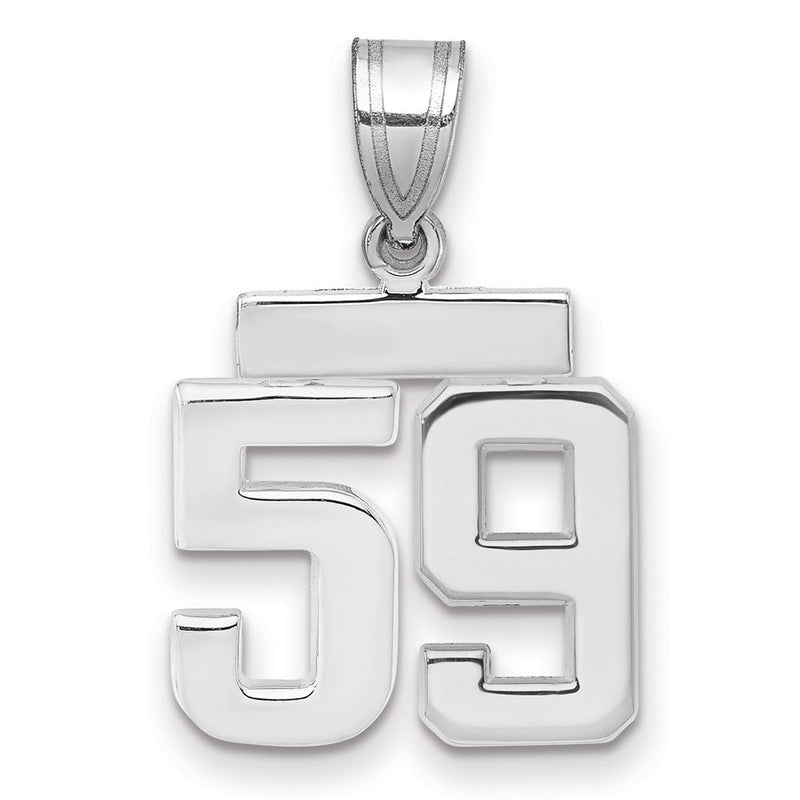 14k Weißgold kleiner polierter Charm „Zahl 59