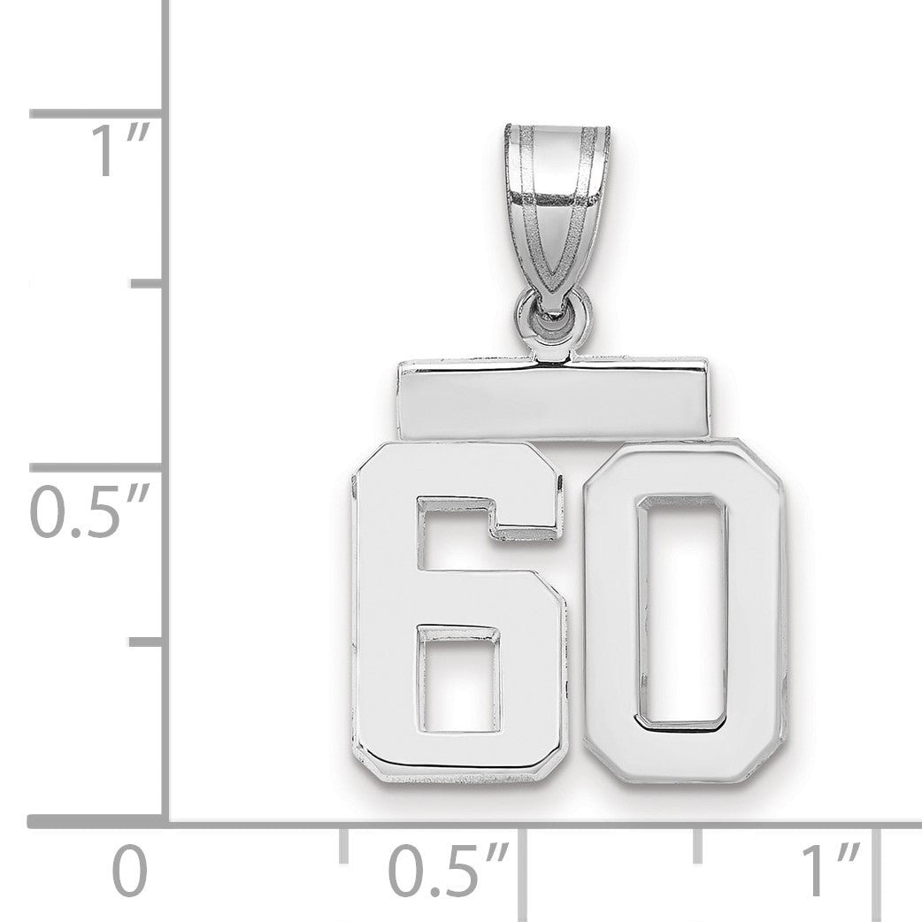 14K Weißgold kleiner polierter Charm Zahl 60