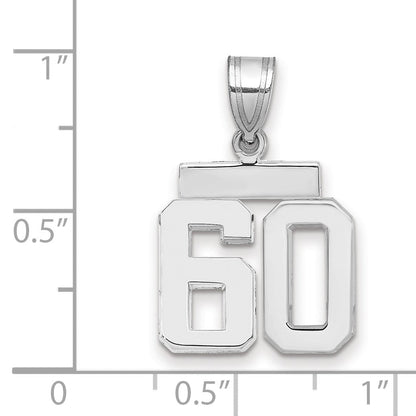 14K Weißgold kleiner polierter Charm Zahl 60