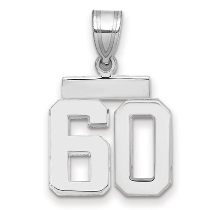 14K Weißgold kleiner polierter Charm Zahl 60