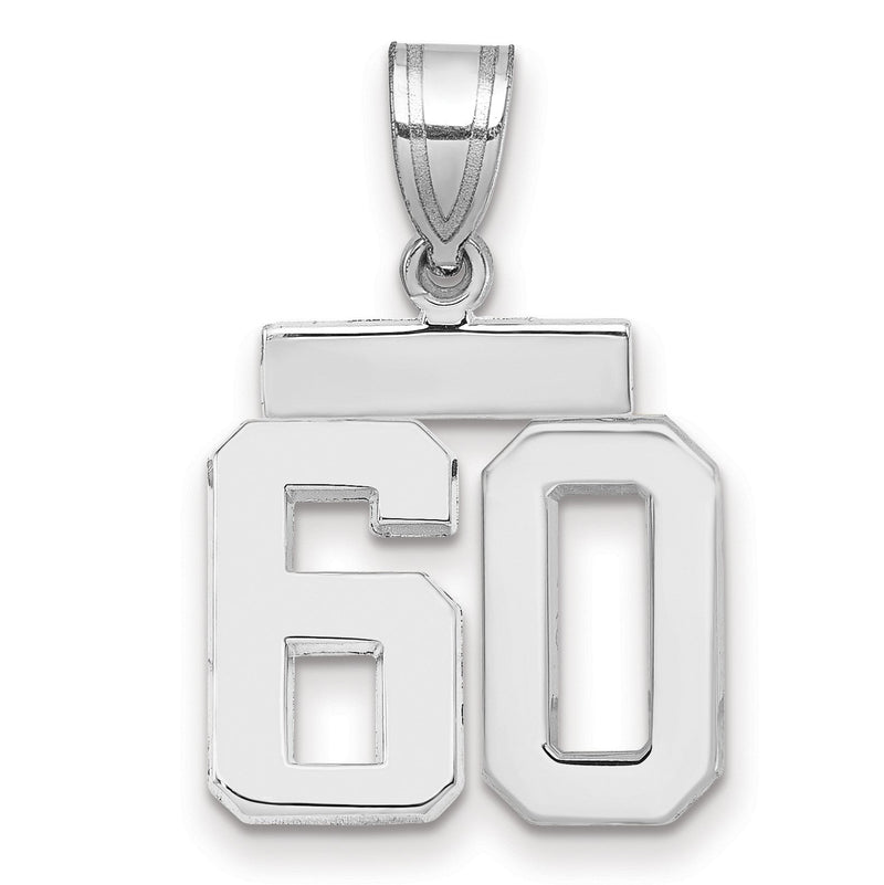 14K Weißgold kleiner polierter Charm Zahl 60